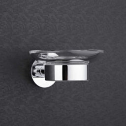 Homestylestore Round Wall Mounted Bathroom Glass Soap Dish With Chrome Holder - thumbnail 3