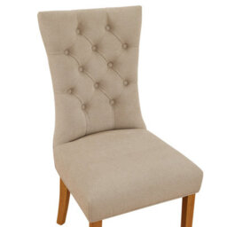 The Furniture Market Chester Natural Oatmeal Fabric Button Back Dining Chair Quilted Back Natural Oak Hardwood Legs Padded Seat Minor Assembly Required - thumbnail 6