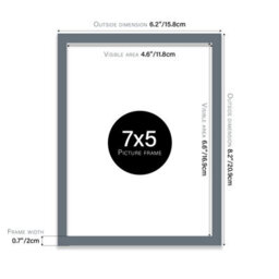 7X5 Grey Picture Frame (12.7 X 17.8Cm) Poster, Photo, Artwork, Gallery Wall Or Print - thumbnail 3