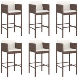 Berkfield 7 Piece Garden Bar Set With Cushions Brown Poly Rattan - thumbnail 3