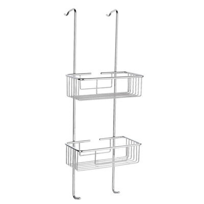 Plum&clay Solid Brass Double Tier Rectangular Chrome Wire Shower Basket Caddy