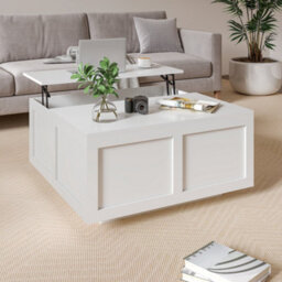 Keepreaper Stylish Lift Top Coffee Table With Large Hidden Storage In White - thumbnail 3