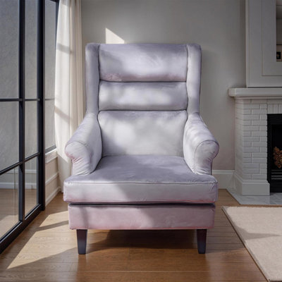 Fwstyle Loretta Grey Velvet Ribbed Back Cushioned Armchair - image 1