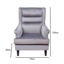 Fwstyle Loretta Grey Velvet Ribbed Back Cushioned Armchair - thumbnail 4
