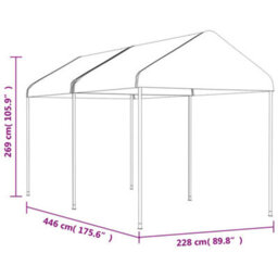 Walplus Gazebo With Roof White 4.46X2.28X2.69 M Polyethylene - thumbnail 5