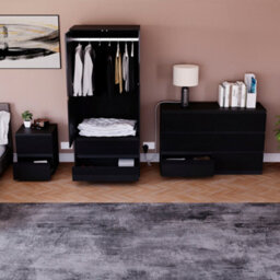 Lassic Vida Designs Glinton 3 Piece Black Fsc Bedroom Set - (6 Drawer Chest, 2 Door Wardrobe, 2 Drawer Bedside Chest) - thumbnail 3