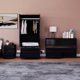 Lassic Vida Designs Glinton 3 Piece Black Fsc Bedroom Set - (6 Drawer Chest, 2 Door Wardrobe, 2 Drawer Bedside Chest) - thumbnail 2
