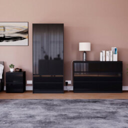 Lassic Vida Designs Glinton 3 Piece Black Fsc Bedroom Set - (6 Drawer Chest, 2 Door Wardrobe, 2 Drawer Bedside Chest) - thumbnail 1