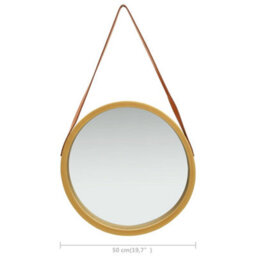 Berkfield Wall Mirror With Strap 50 Cm Gold - thumbnail 6