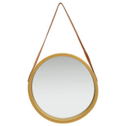 Berkfield Wall Mirror With Strap 50 Cm Gold - thumbnail 2