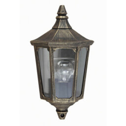 Stylish Black And Gold Outdoor Led Half Lantern Wall Light - Ip44 Rated
