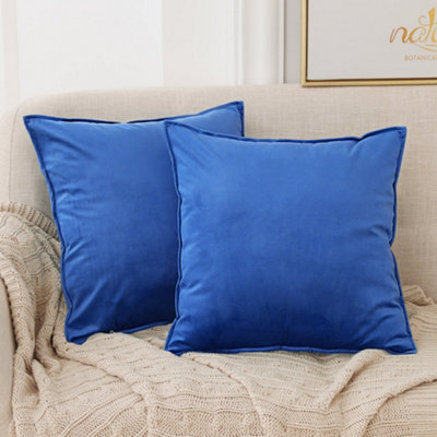 Deconovo Set Of 2 Cushion Covers 50Cm X 50Cm 20X20 Inches Pillowcases Flanges Pillowcases For Boys With Invisible Zipper Blue - image 1