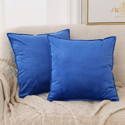 Deconovo Set Of 2 Cushion Covers 50Cm X 50Cm 20X20 Inches Pillowcases Flanges Pillowcases For Boys With Invisible Zipper Blue - thumbnail 3