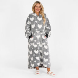 Ohs Heart Hoodie Blanket Extra Long Soft Oversized Wearable Throw - Black - thumbnail 6