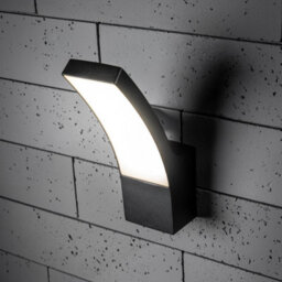 CGC Lighting Cgc Millie Black Curved Led Outdoor Outside Wall Light Diecast Aluminium Opal Diffuser 4000K Ip54 - thumbnail 2