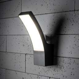 CGC Lighting Cgc Millie Black Curved Led Outdoor Outside Wall Light Diecast Aluminium Opal Diffuser 4000K Ip54