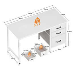 Coleshome Computer Desk With Drawers - thumbnail 2