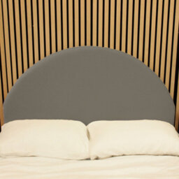"Urban Textures - Lunara Luxury 20"" High Velvet Fabric Upholstered Round Headboard - Grey"