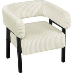 Yaheetech Beige Upholstered Corduroy Barrel Accent Chair With Solid Wood Legs - thumbnail 2