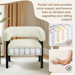 Yaheetech Beige Upholstered Corduroy Barrel Accent Chair With Solid Wood Legs - thumbnail 6