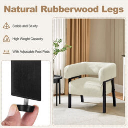 Yaheetech Beige Upholstered Corduroy Barrel Accent Chair With Solid Wood Legs - thumbnail 5