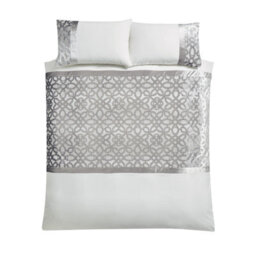 Catherine Lansfield Bedding Lattice Cut Velvet Duvet Cover Set With Pillowcases Natural - thumbnail 5