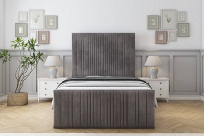 "Sloomy Kingsley Slate Naples Bed Frame With Mattress With 50"" Upholstered Headboard 2'6 Small Single" - image 1