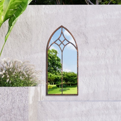 Mirroroutlet Chelsea Metal Arch Shaped Decorative Gothic Effect Garden Mirror 100Cm X 49Cm - image 1