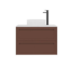 Royal Bathrooms Royal Bathroom Elmore 800mm Terracotta Clay Wall Mounted Countertop Bathroom Vanity Unit 2 Drawer With Round Basin - thumbnail 7