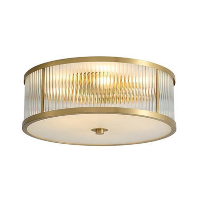Vintage Copper Round Ceiling Light Gold Crystal Flush Mount Lamp E27 Fitting For Living Room Bedroom Indoor Lighting - image 1