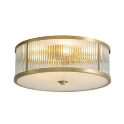 Vintage Copper Round Ceiling Light Gold Crystal Flush Mount Lamp E27 Fitting For Living Room Bedroom Indoor Lighting - thumbnail 1