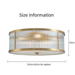 Vintage Copper Round Ceiling Light Gold Crystal Flush Mount Lamp E27 Fitting For Living Room Bedroom Indoor Lighting - thumbnail 3