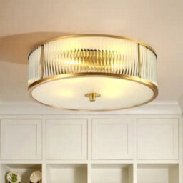 Vintage Copper Round Ceiling Light Gold Crystal Flush Mount Lamp E27 Fitting For Living Room Bedroom Indoor Lighting - thumbnail 6