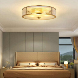 Vintage Copper Round Ceiling Light Gold Crystal Flush Mount Lamp E27 Fitting For Living Room Bedroom Indoor Lighting - thumbnail 9