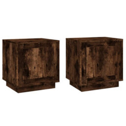 Berkfield Modern Bedside Cabinets 2 Pcs Smoked Oak 44X35X45 Cm Engineered Wood - thumbnail 1