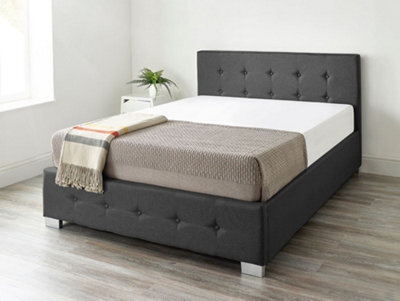 Aspire End Lift Ottoman Storage Bed Super King, Black Linen - image 1