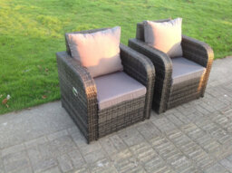 Fimous Grey Wicker Rattan Garden Furniture Set Lounge Sofa Reclining Chair Outdoor Big Footstool 6 Seater Oblong Table - thumbnail 7