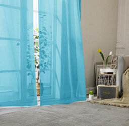 2Pcs Blue Sheer Curtains 270Cm Long 100Cm,gauzy Airy Light Filtering Curtain, Voile Home Decor Drapes With Dual Rod Pocket - thumbnail 6