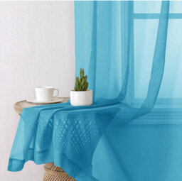2Pcs Blue Sheer Curtains 270Cm Long 100Cm,gauzy Airy Light Filtering Curtain, Voile Home Decor Drapes With Dual Rod Pocket - thumbnail 3