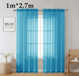 2Pcs Blue Sheer Curtains 270Cm Long 100Cm,gauzy Airy Light Filtering Curtain, Voile Home Decor Drapes With Dual Rod Pocket - thumbnail 2