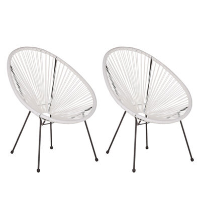 Beliani Set Of 2 Garden Chairs Acapulco Ii Pe Rattan White - image 1