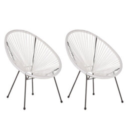Beliani Set Of 2 Garden Chairs Acapulco Ii Pe Rattan White - thumbnail 1