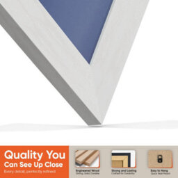 "AK Frames 25X17"" White Ash Modern Vinyl Record Frame With Blue Mount For 12 Inch Lp Cover & Disc - Overlapped Design" - thumbnail 3