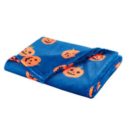 Catherine Lansfield Halloween Pumpkins Cosy Fleece 130X170Cm Blanket Throw Navy Blue - thumbnail 3