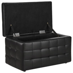Beliani Storage Ottoman Michigan Faux Leather Black - thumbnail 5