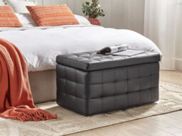 Beliani Storage Ottoman Michigan Faux Leather Black - thumbnail 2
