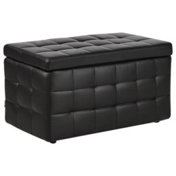 Beliani Storage Ottoman Michigan Faux Leather Black - thumbnail 1