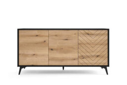 Arte Stylish Diamond Large Sideboard Cabinet H770mm W1540mm D390mm - Oak Evoke & Black For Modern Living Spaces - thumbnail 2