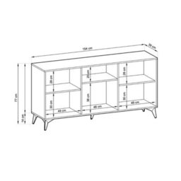 Arte Stylish Diamond Large Sideboard Cabinet H770mm W1540mm D390mm - Oak Evoke & Black For Modern Living Spaces - thumbnail 6