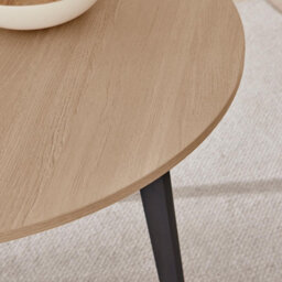 Furniturebox Uk Koko Oak Effect Round Dining Table & 4 Navy Pesaro Black Leg Chairs - thumbnail 4